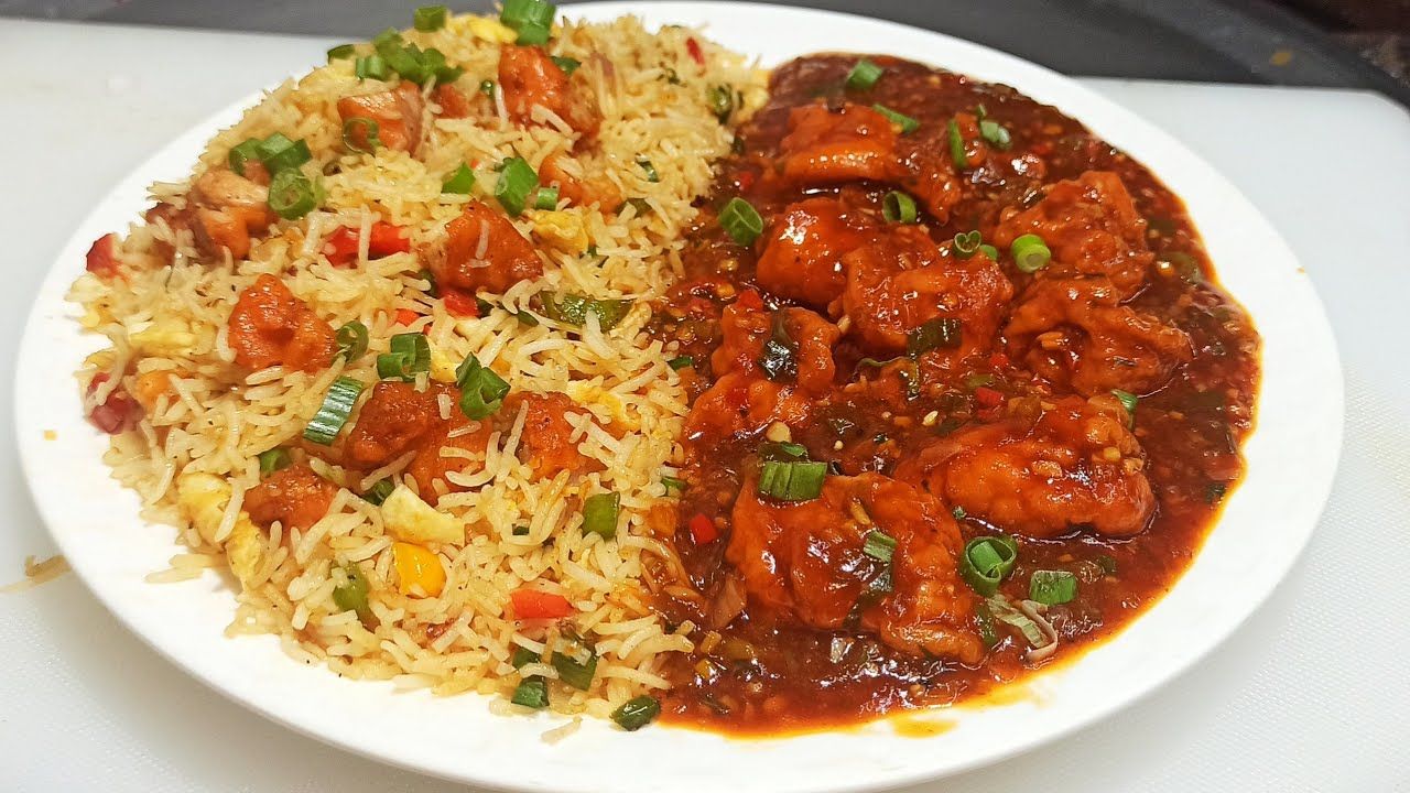 Chilly Chicken Gravy with Fried Rice