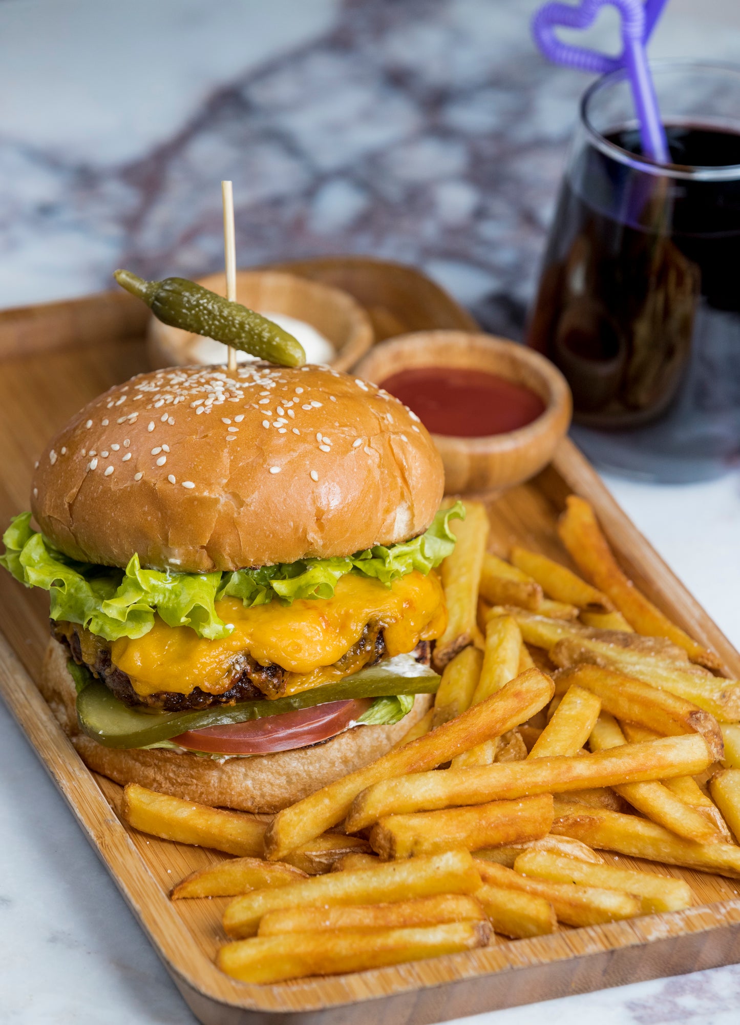 Aloo Tikki Burger with Fries