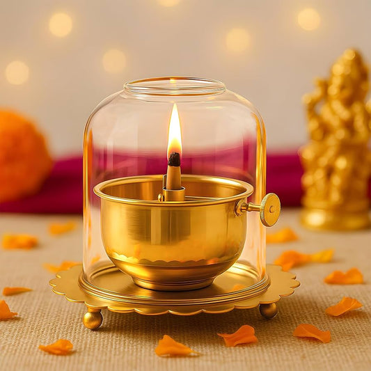 OM DEEP BRASS JYOT JUMBO IN A BOX(EACH)