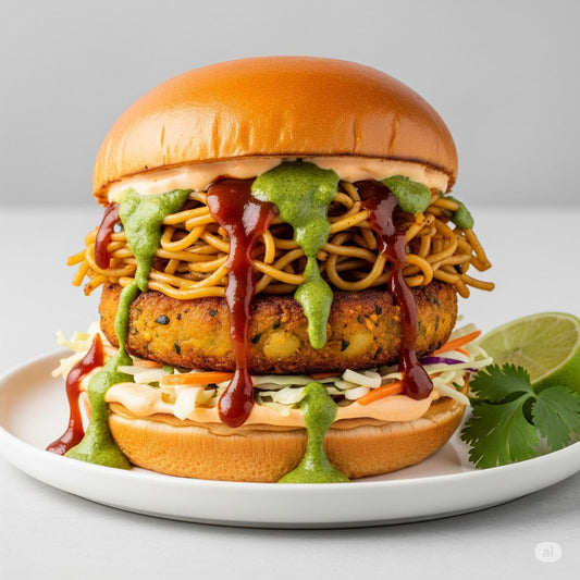 Chatpata Noodle Burger with Fries and Drink*