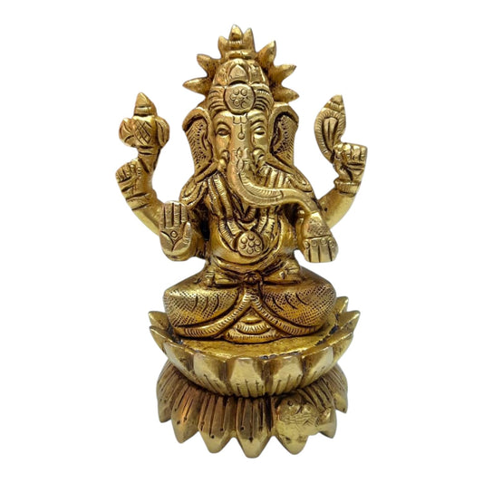 MEGH BRASS IDOL KAMAL GANESH 6"-24