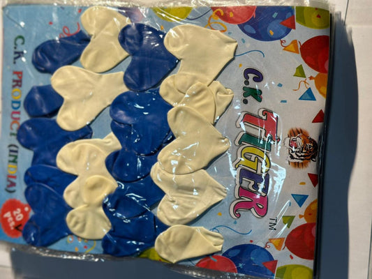 HEART SHAPE BALOON WHITE & BLUE 20 PCS
