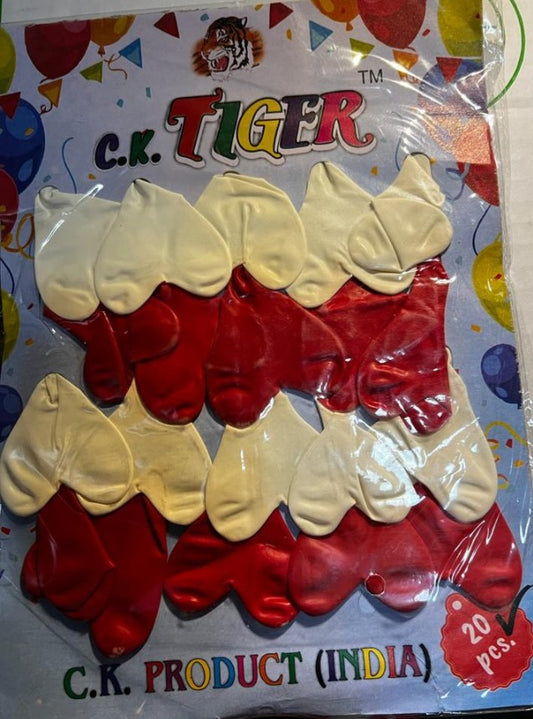 HEART SHAPE BALOON WHITE & RED 20 PCS