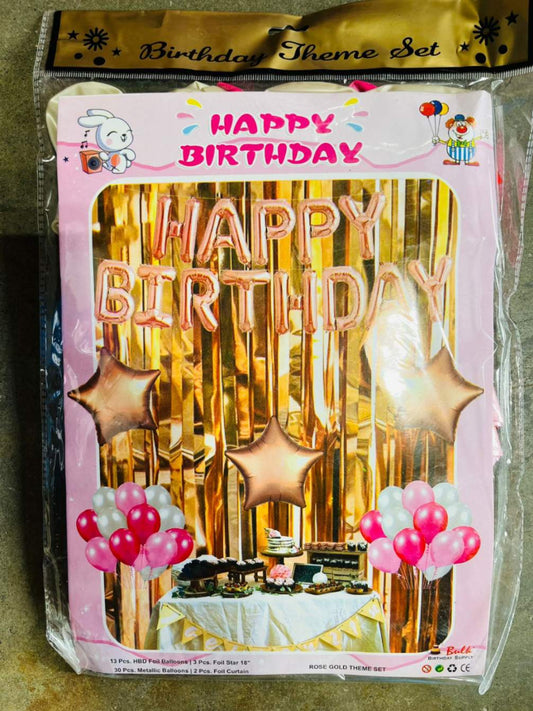 PINK & GOLDEN BIRTHDAY THEME SET WITH CURTAIN